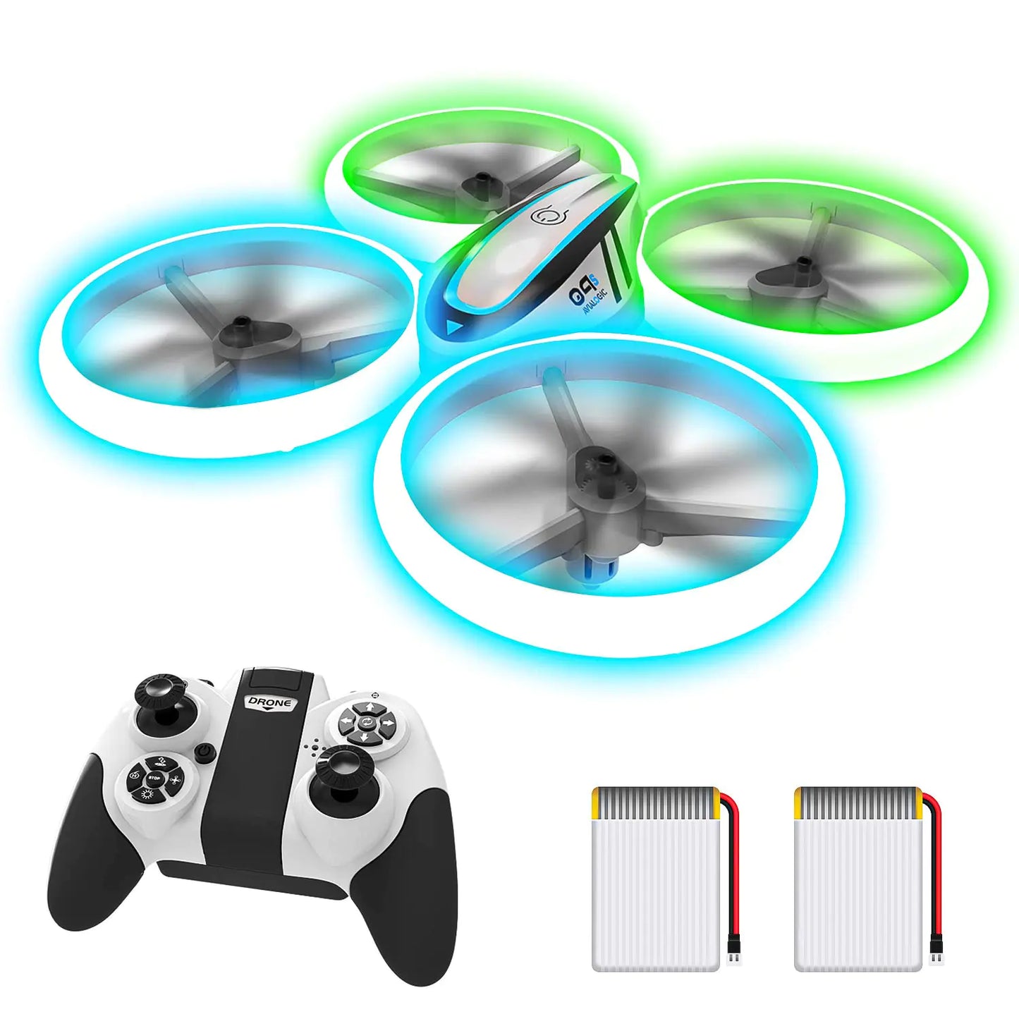 Q9s Drones for KidsRC Drone with Altitude Hold and Headless ModeQuadcopter with Blue&Green LightPropeller Full Protect2 Batteries and Remote ControlEasy to fly Kids Gifts Toys for Boys and Girls