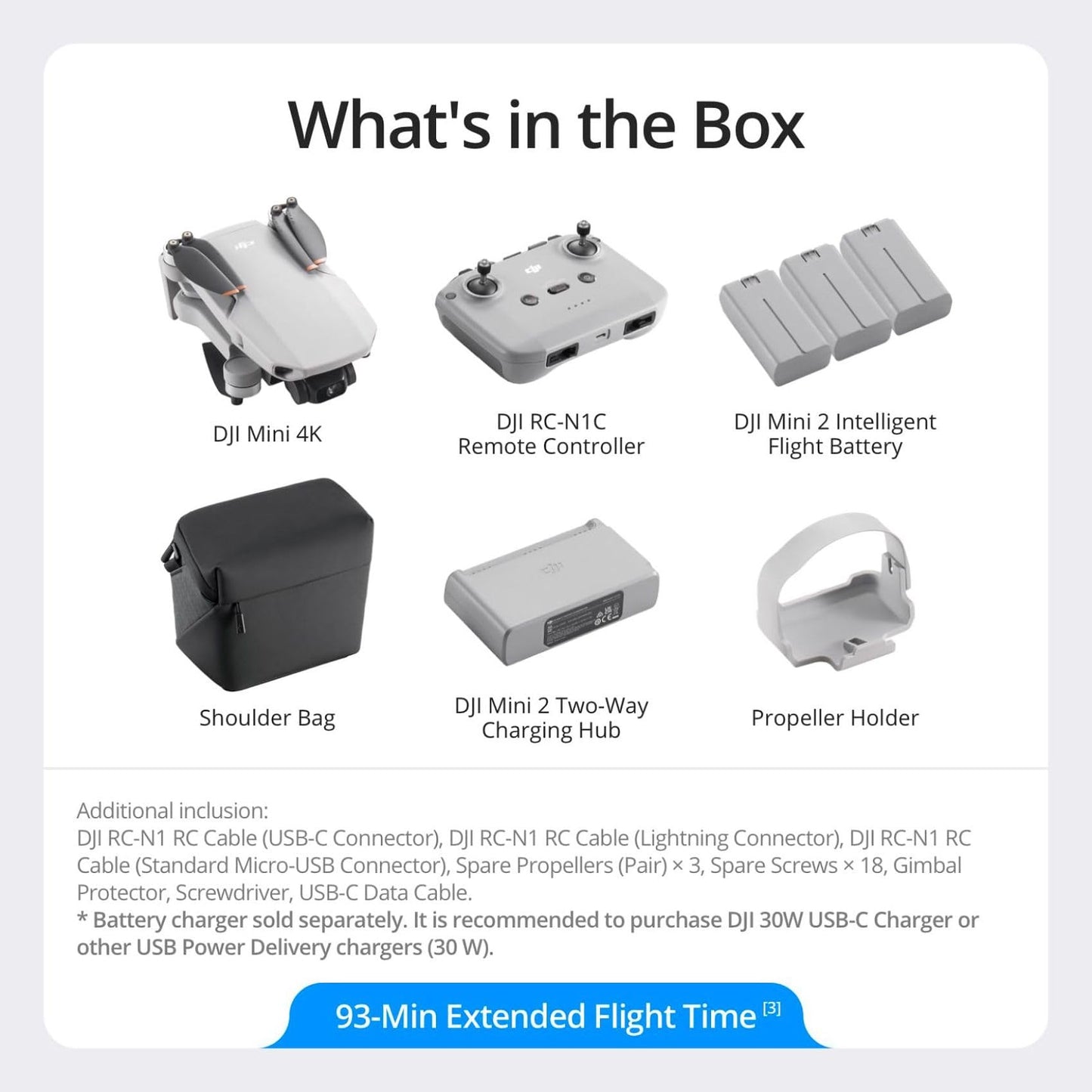 DJI Mini 4K, Drone with 4K UHD Camera for Adults, Under 249 g, 3-Axis Gimbal Stabilization, 10km Video Transmission, Auto Return, Wind Resistance, 1 Battery for 31-Min Max Flight Time, Intelligent Flight