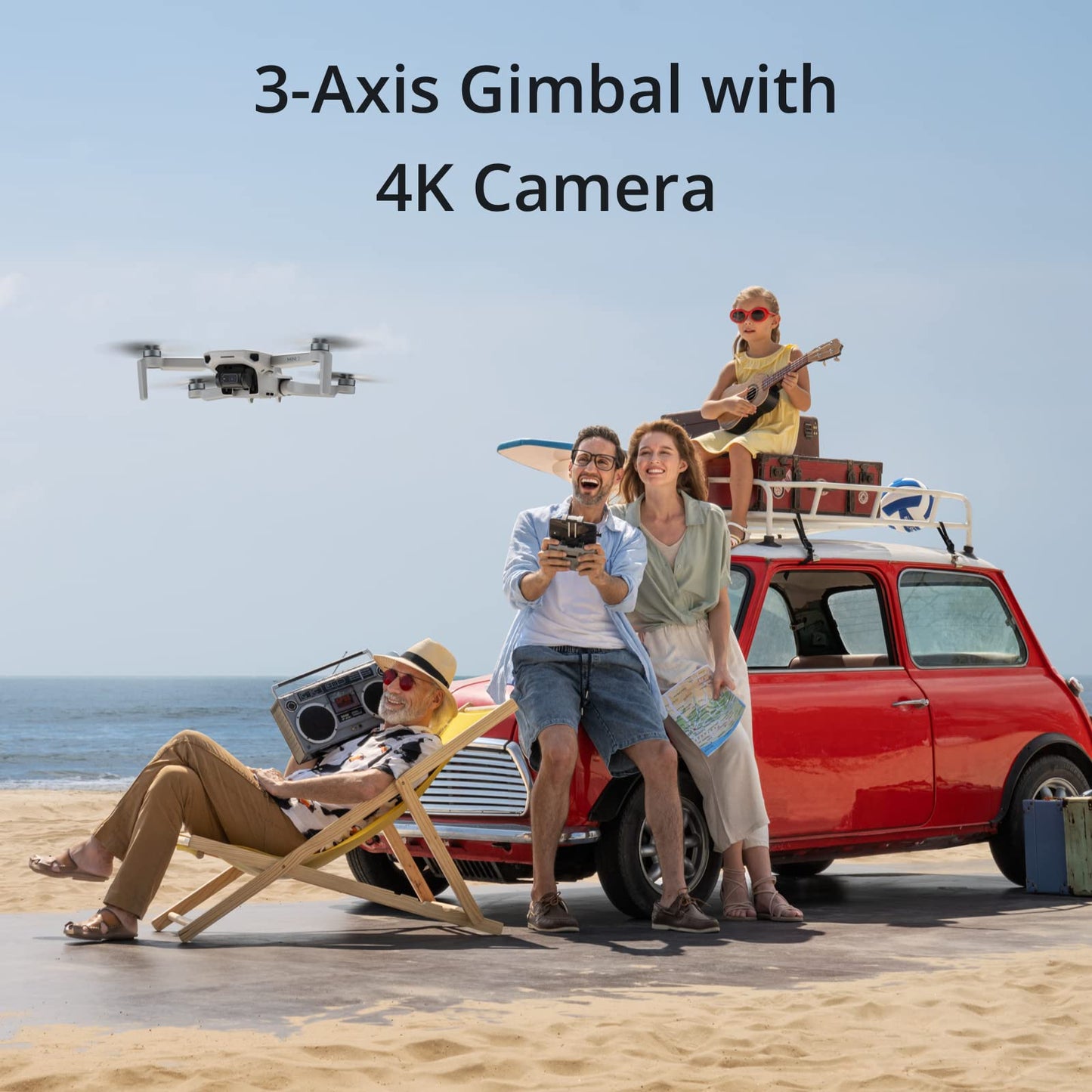 DJI Mini 4K, Drone with 4K UHD Camera for Adults, Under 249 g, 3-Axis Gimbal Stabilization, 10km Video Transmission, Auto Return, Wind Resistance, 1 Battery for 31-Min Max Flight Time, Intelligent Flight