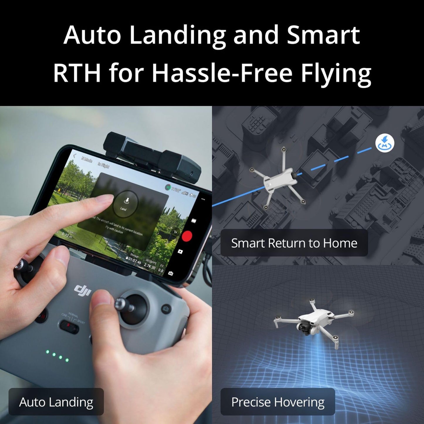 DJI Mini 3 Fly More Combo (DJI RC), Drones with Camera for Adults 4K, 3 Batteries for 114-min Flight Time, Vertical Shooting, 32800ft (10km) Video Transmission, Lightweight Mini Drone for Beginners