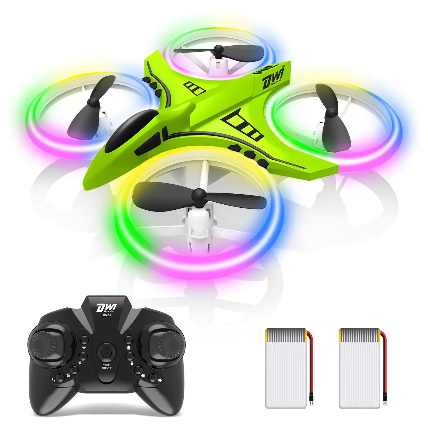 Dwi Dowellin Mini Drone for Kids Crash Proof LED Night Lights One Key Take Off Landing Flips RC Remote Control Small Flying Toys Drones for Beginners Boys and Girls Adults Nano Quadcopter Green